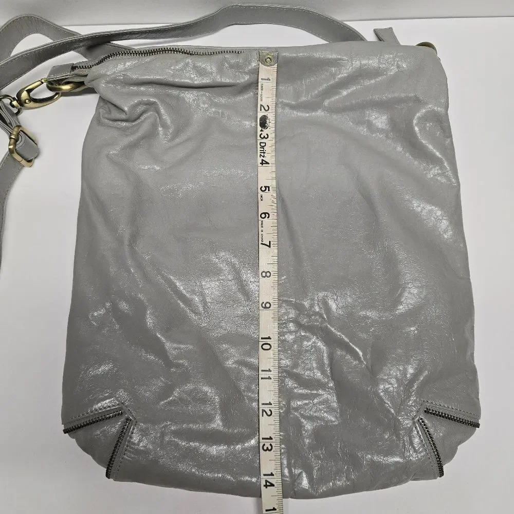 Latico Genuine Gray Leather Large Crossbody Shoulder Bag